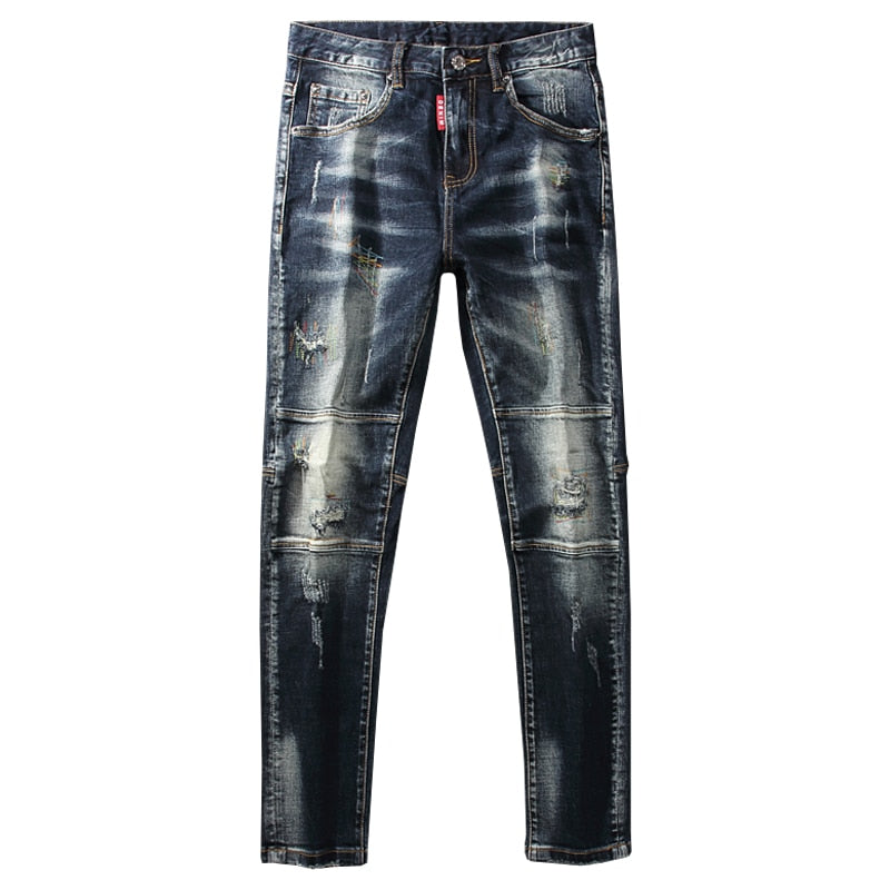 Men's Streetwear Denim Punk Retro Distressed Jeans