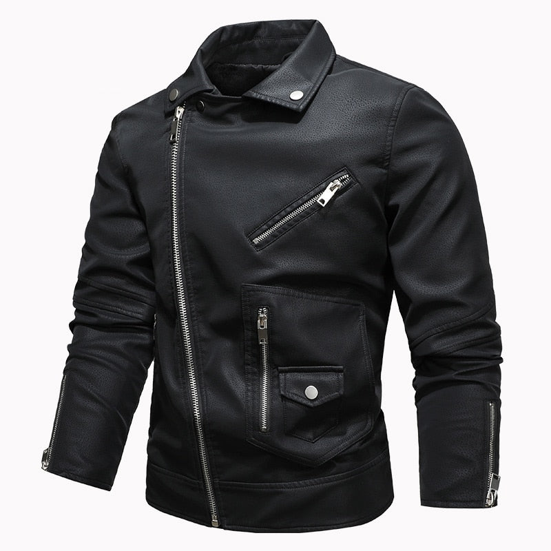 MANTORS Men's Faux Leather Bomber Jacket