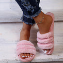 Women's Furry Non-Slip Slippers W/ Rhinestone Details