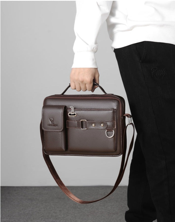 WEIXIER Men's Shoulder/Hand PU Leather Briefcase Bag