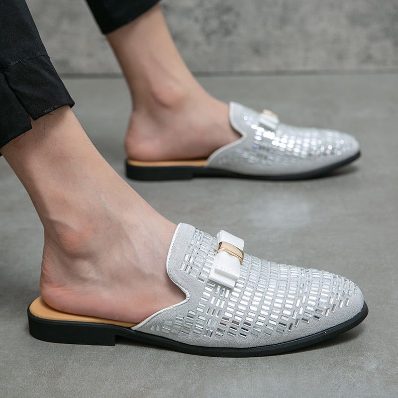 Men's Bling Details Backless Loafers