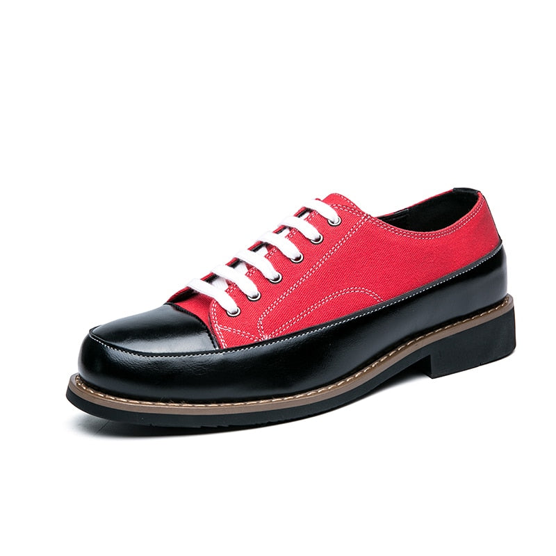 Men's Genuine Leather Lace Up Low Platform Oxfords