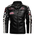 Men's Vintage Motorcycle Embroidered Faux Leather Jacket