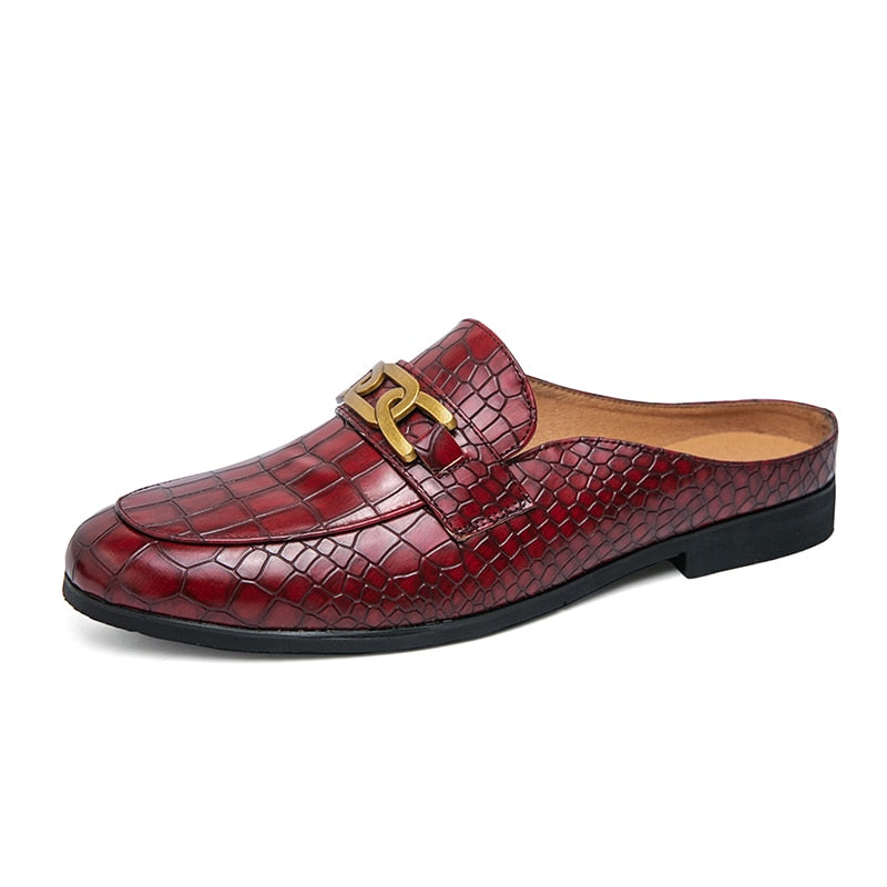 UYO Men's Genuine Leather Backless Loafers