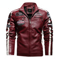 Men's Vintage Motorcycle Embroidered Faux Leather Jacket