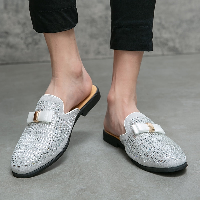 Men's Bling Details Backless Loafers