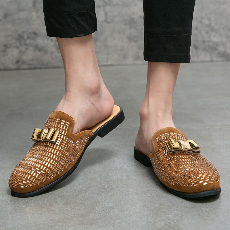 Men's Bling Details Backless Loafers