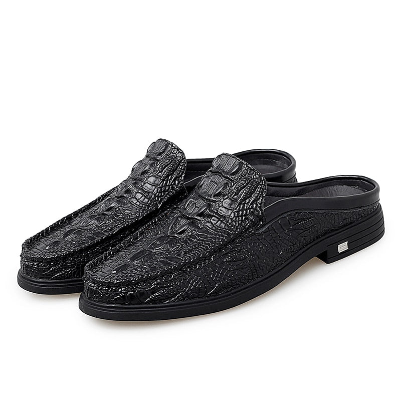 ELEGANTE Men's Faux Leather Backless Loafers