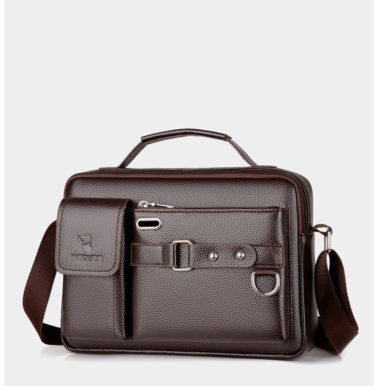 WEIXIER Men's Shoulder/Hand PU Leather Briefcase Bag