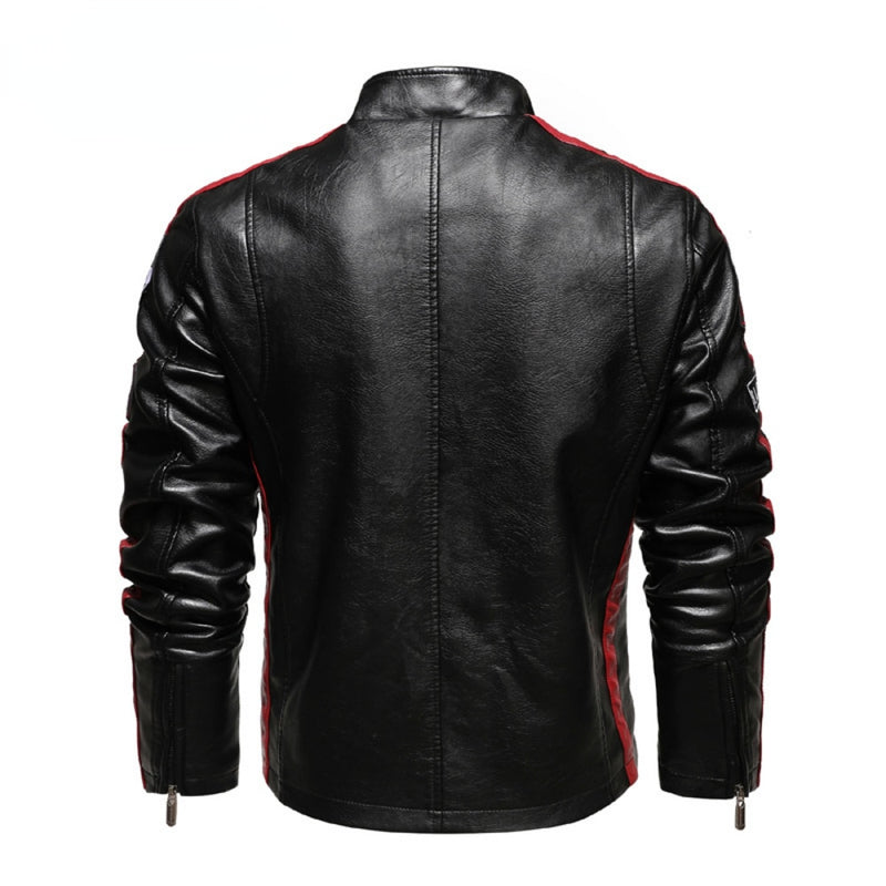 Men's Vintage Motorcycle Embroidered Faux Leather Jacket