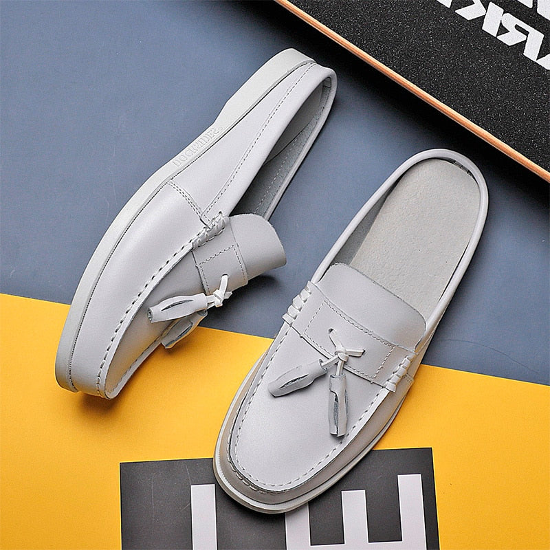 Men's Casual PU Leather Classic Backless Loafers