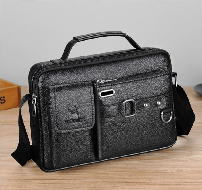 WEIXIER Men's Shoulder/Hand PU Leather Briefcase Bag