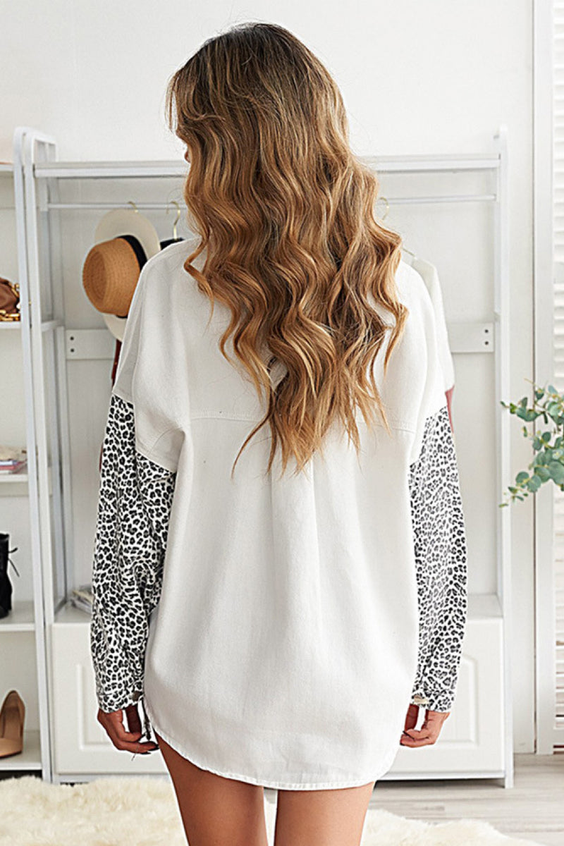 Leopard Contrast Denim Top