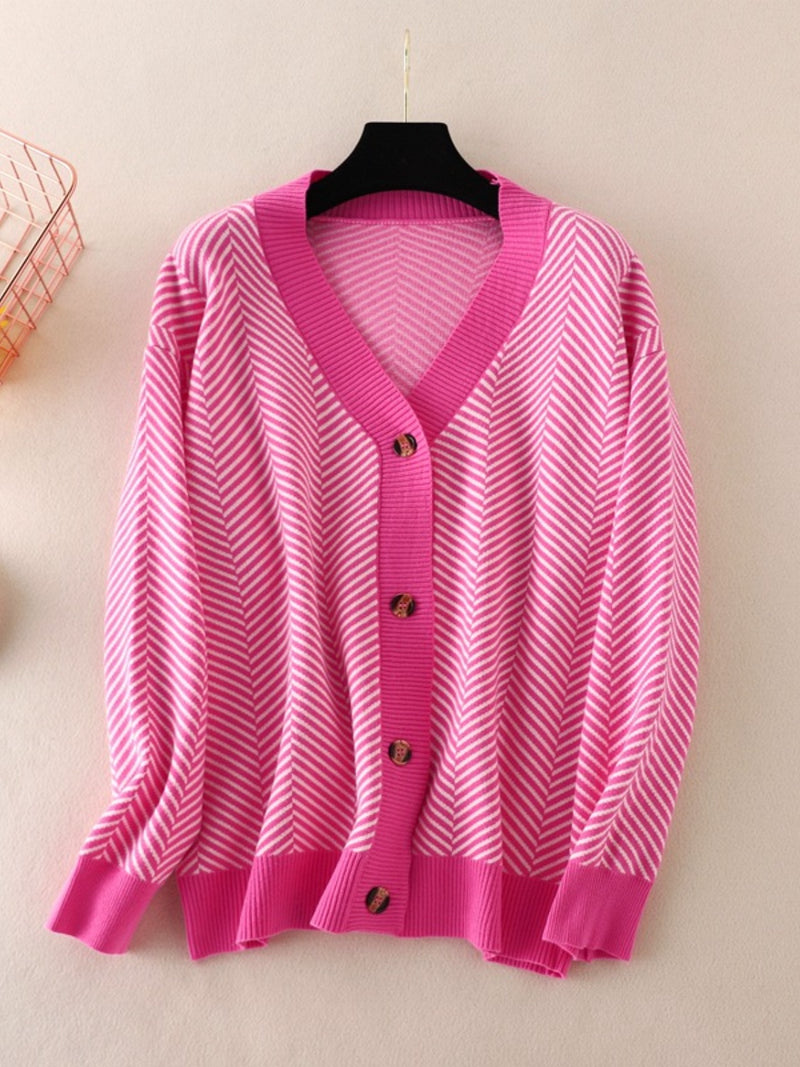 Button Down V-Neck Cardigan