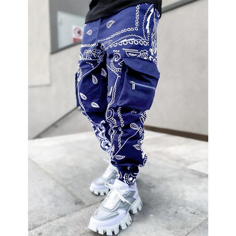 Bandana Printed Men's Streetwear Cargo Sweatpants - AM APPAREL