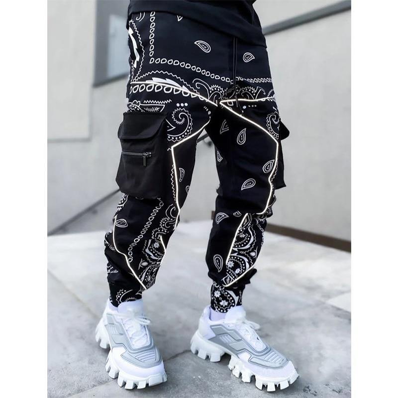 Bandana Printed Men's Streetwear Cargo Sweatpants - AM APPAREL