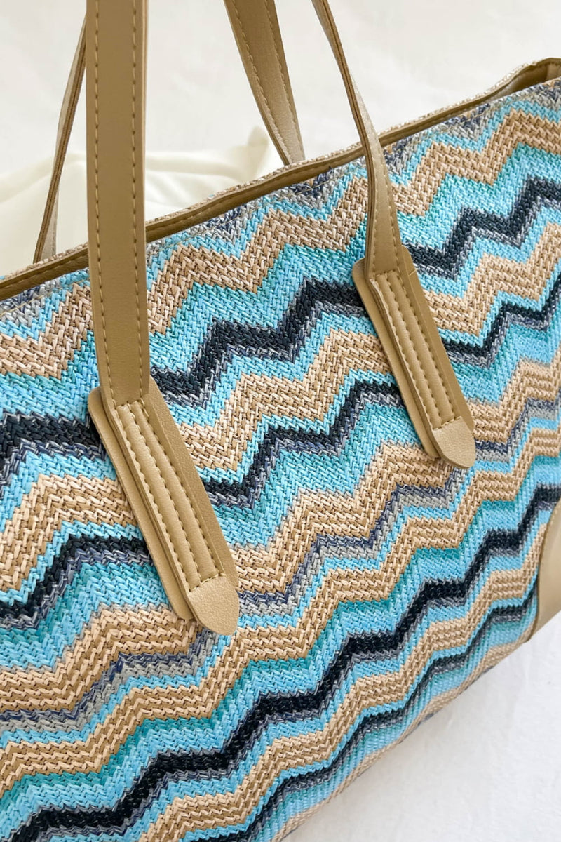 Chevron Straw Tote Bag