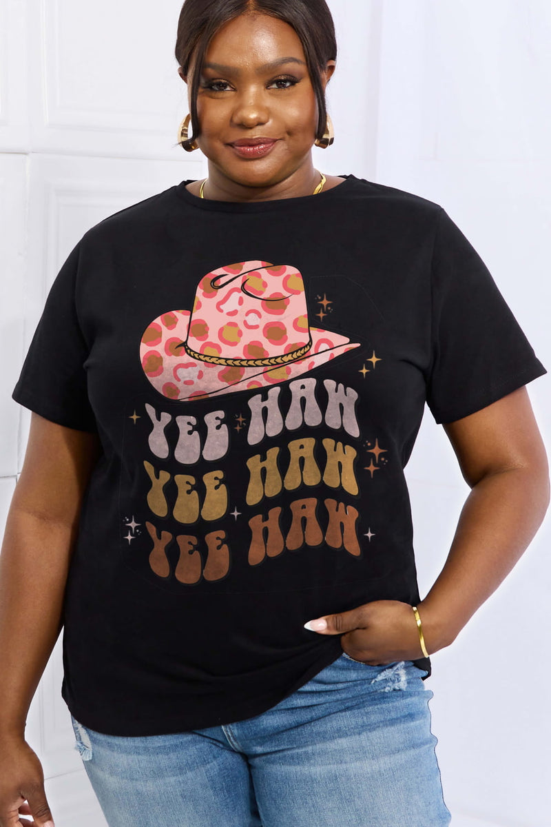 Simply Love Full Size YEE HAH YEE HAH YEE HAH Graphic Cotton Tee