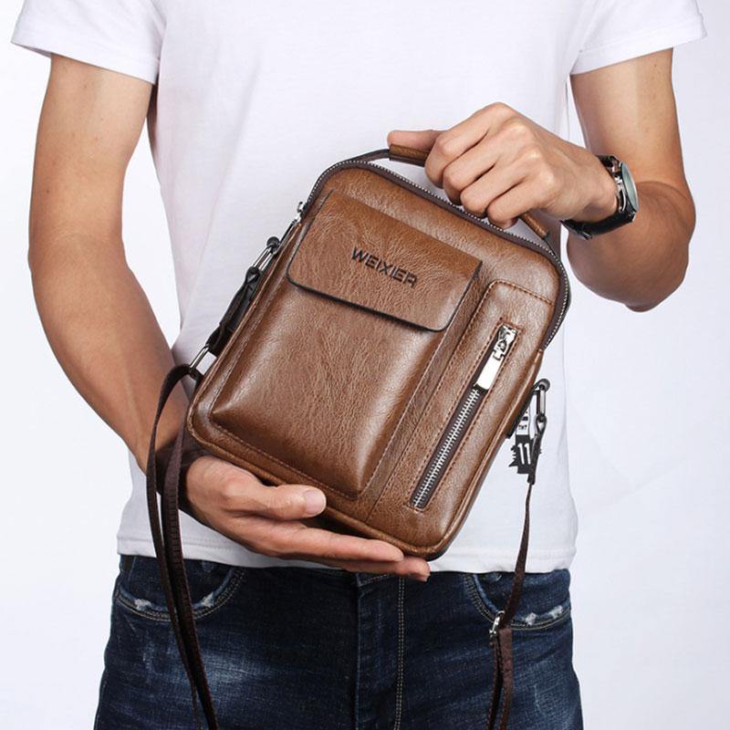 Casual Men's PU Leather Shoulder Bag - AM APPAREL