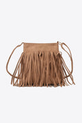 PU Leather Crossbody Bag with Fringe