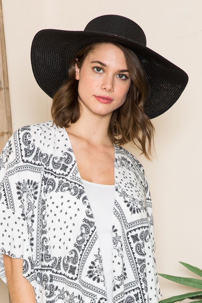 Justin Taylor Printed Belt Sunhat in Black