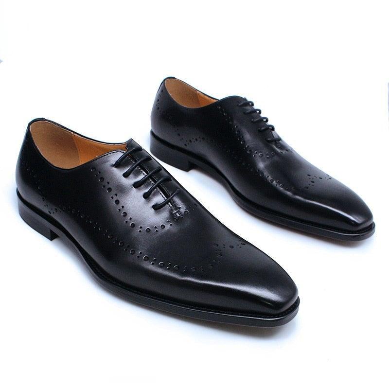 DW Men's Genuine Leather Brogue Wingtip Oxfords - AM APPAREL