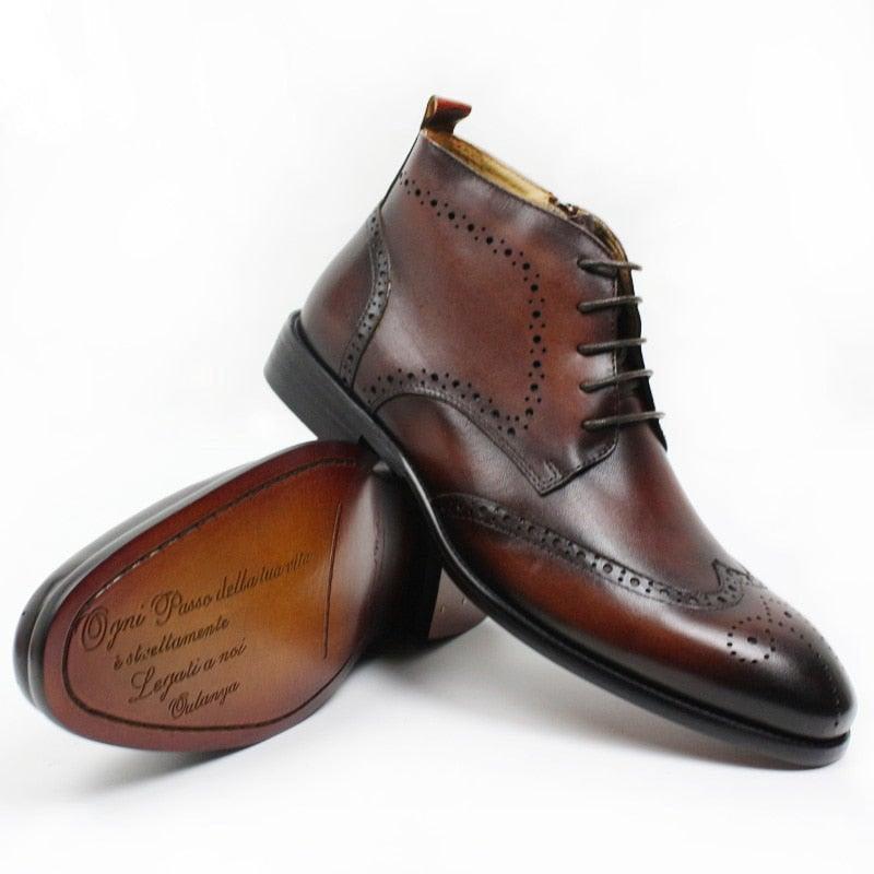 DW Men's Luxurious  Genuine Leather Ankle Boots - AM APPAREL