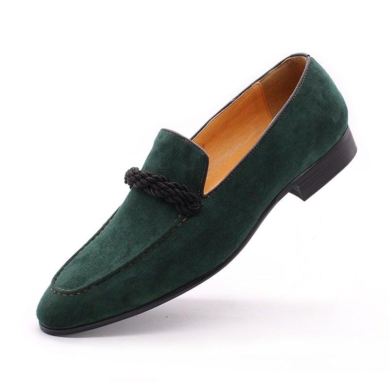 DW Men's Luxury Suede Green Loafers - AM APPAREL