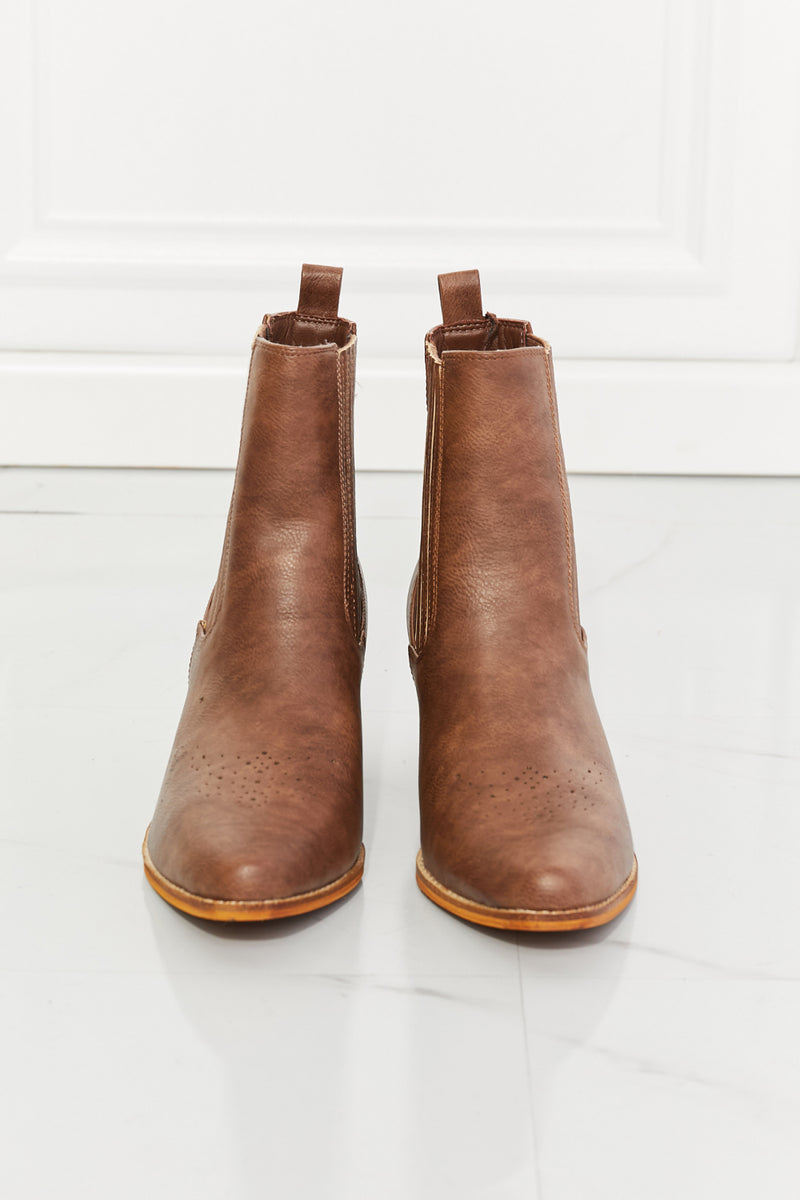 MMShoes Love the Journey Stacked Heel Chelsea Boot in Chestnut