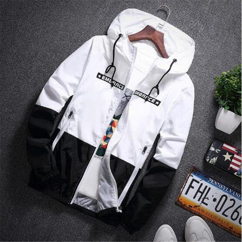 EMBRACE Men's Hooded Patchwork Windbreaker Jacket - AM APPAREL