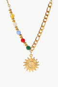 Opal Sun Shape Pendant Necklace