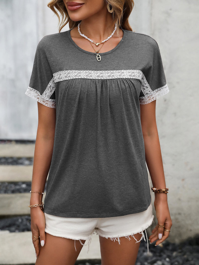 Contrast Round Neck Short Sleeve Tee