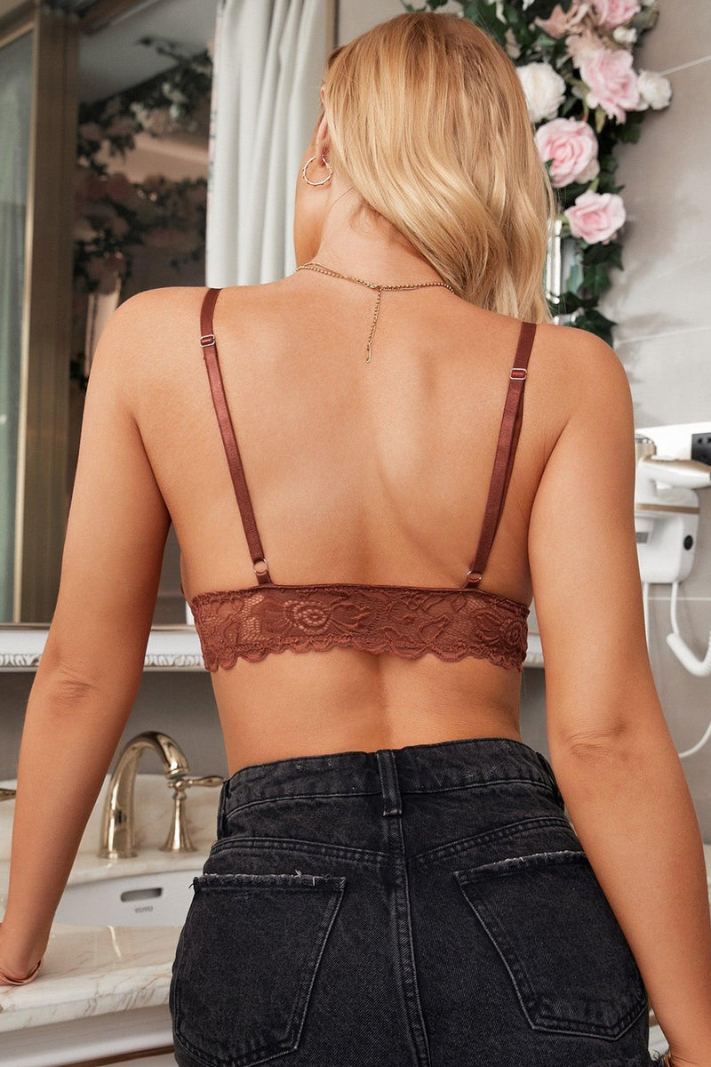 Floral Lace Scalloped Hem Bralette - AM APPAREL