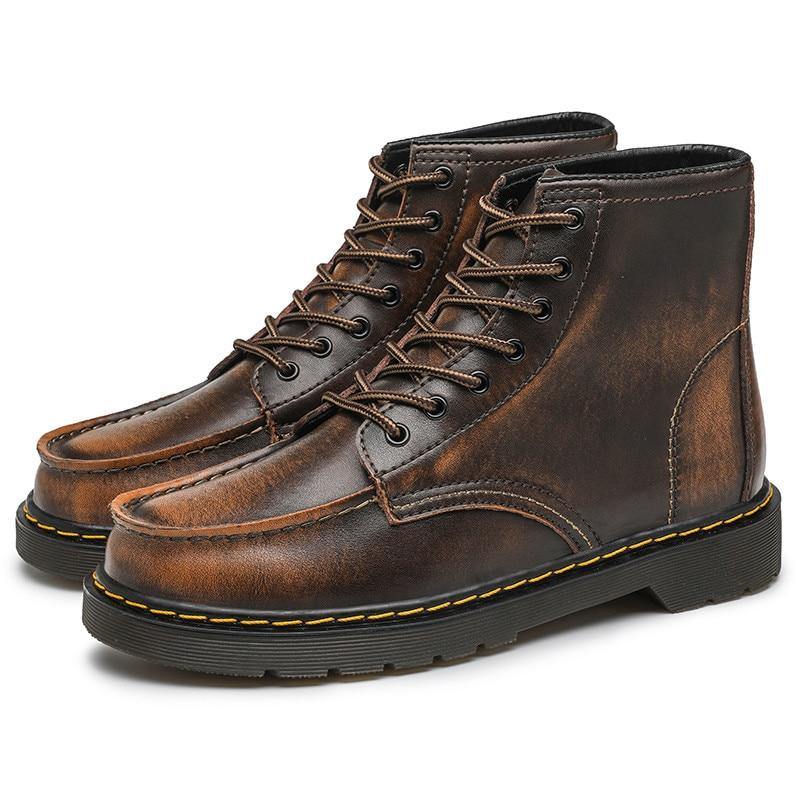 GEN Men's Platform Faux Leather Lace Up Boots - AM APPAREL