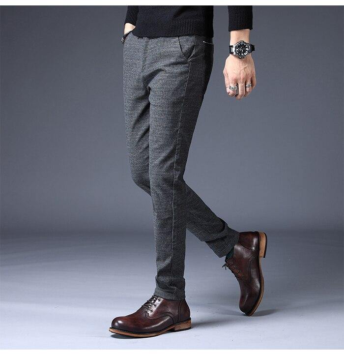 JANTOUR Men's Autumn Slim Formal Pants - AM APPAREL