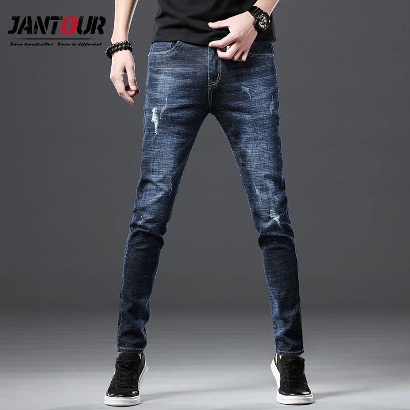 JANTOUR Men's Casual Slim Fit Jeans - AM APPAREL