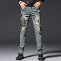 JJD Men’s Distressed Embroidery Jeans - AM APPAREL