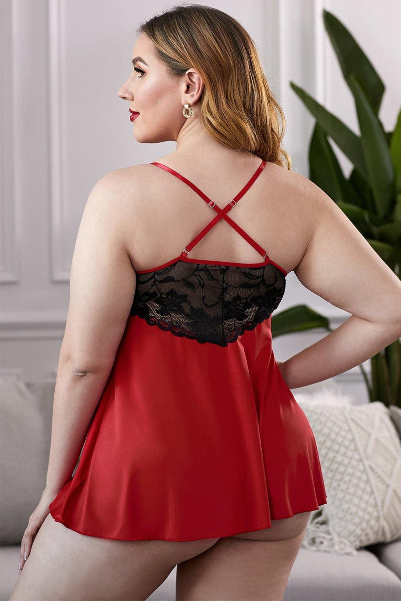 Lace See-Through Plus Size Chemise - AM APPAREL