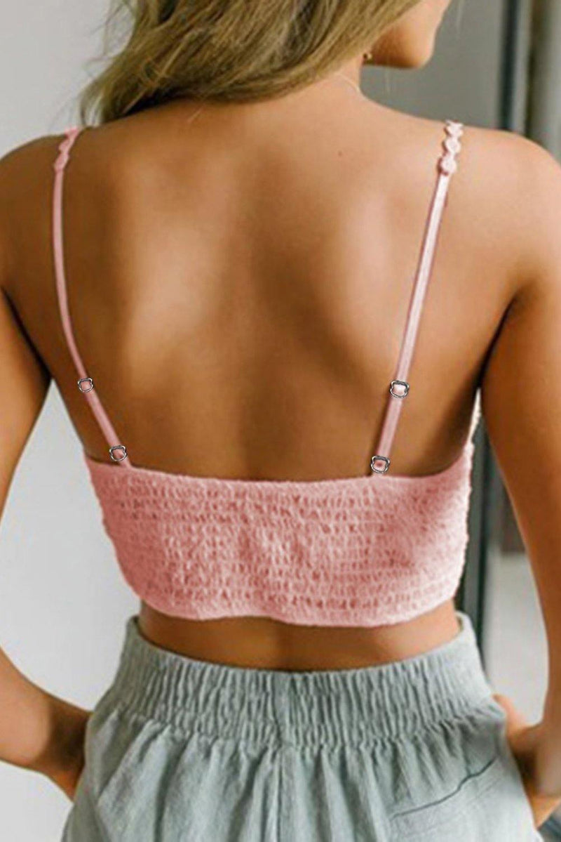 Lined V Neck Lace Bralette - AM APPAREL