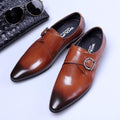 Luxury Men's Leather Monk Strap Oxford Shoes - AM APPAREL