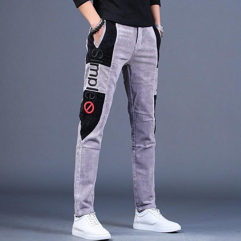 Men's Autumn Embroidery Designer Casual Pants - AM APPAREL