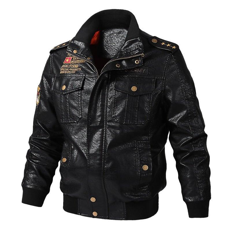 Men's Autumn/Winter Faux Leather Baseball Jacket - AM APPAREL