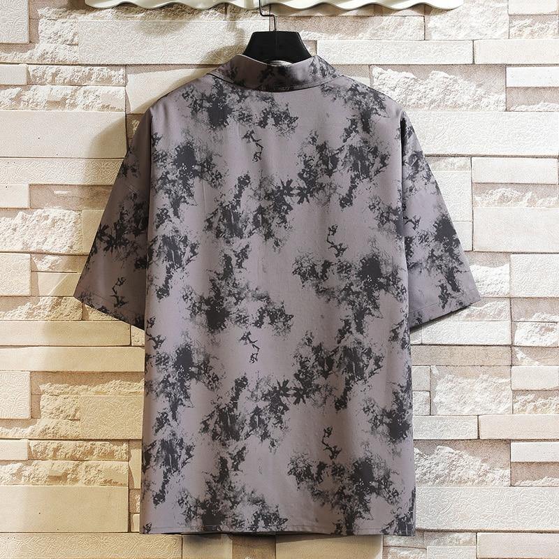 Men's Beach Floral Print Short Sleeved Shirt - AM APPAREL