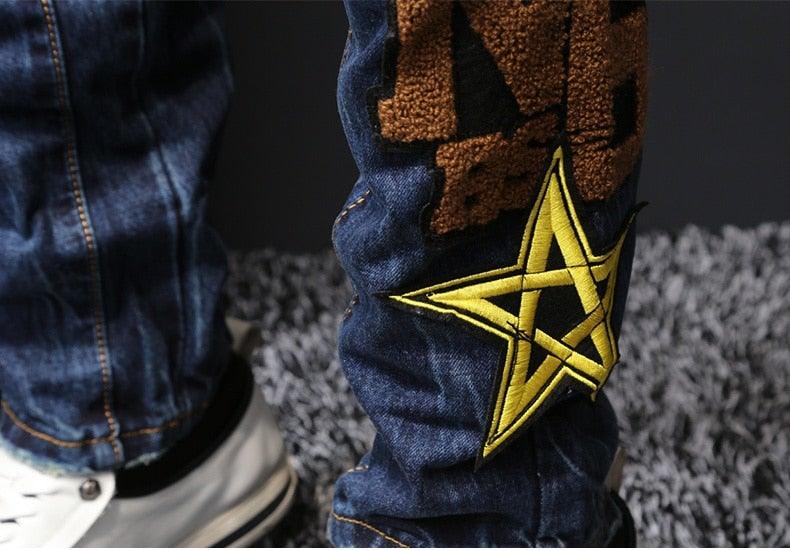 Men's Beauty Embroidered Jeans - AM APPAREL