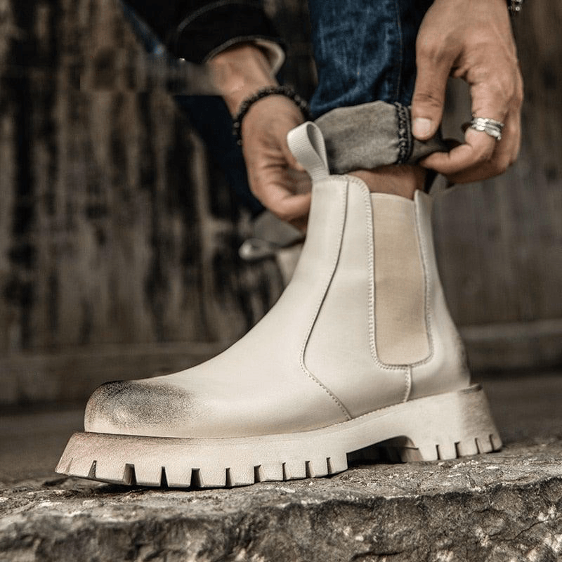 Men's British Designer PU Leather Chelsea Boots - AM APPAREL