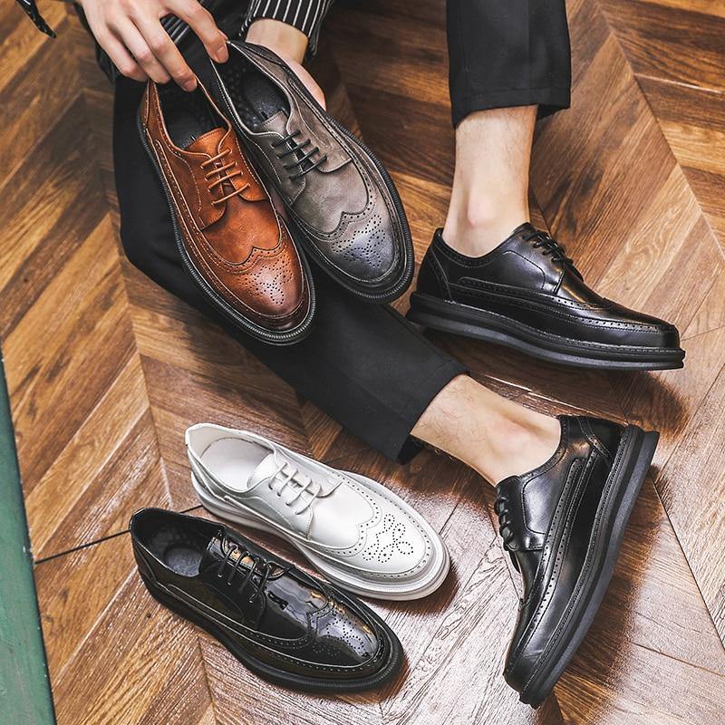 Men's Brogue Leather Formal Shoes - AM APPAREL