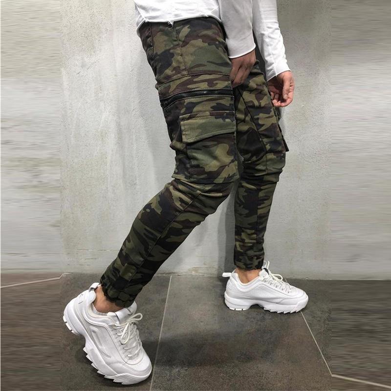 Men's Camouflage Slim Fit Multi-Pocket Cargo Joggers - AM APPAREL