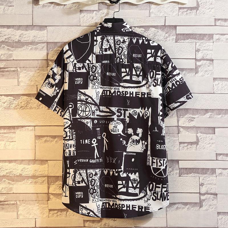 Men's Casual Print Short Sleeveed Shirt - AM APPAREL