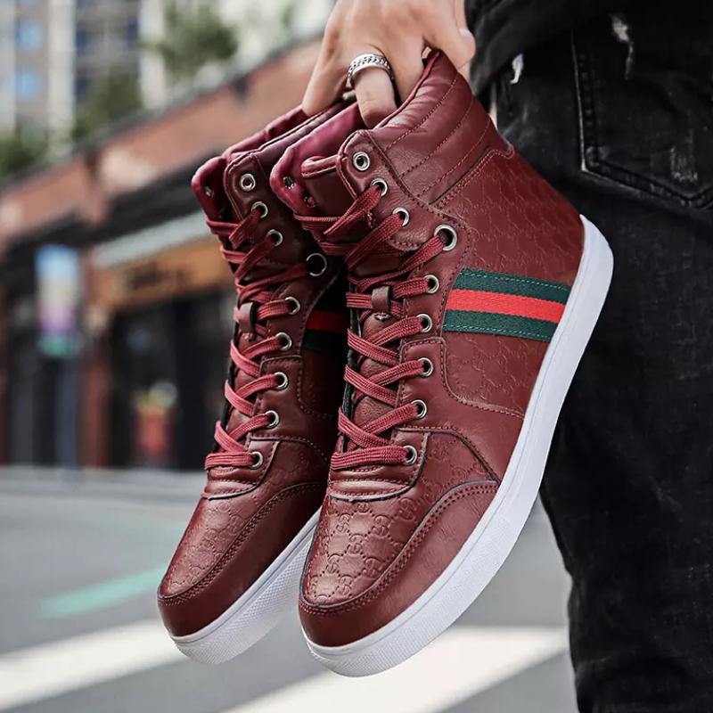 Men's Casual PU Leather Sneakers - AM APPAREL