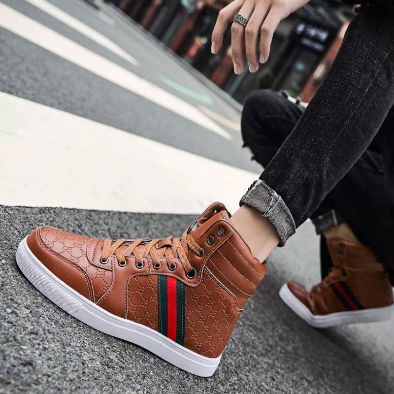 Men's Casual PU Leather Sneakers - AM APPAREL